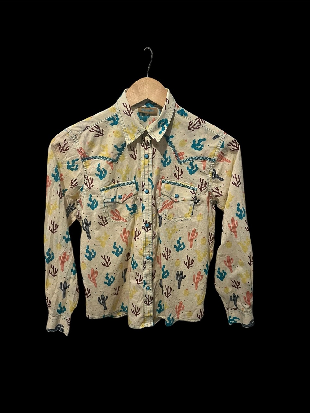 Wrangler Youth Cactus Faux Turquoise Snap Western Shirt Unisex XXL Rodeo